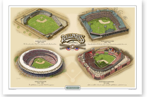 13" x 19" print of all four St. Louis ballparks