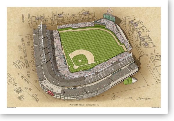 There Used To Be A Ballpark Chicago - Wrigley Field (Modern) 13x19 ...