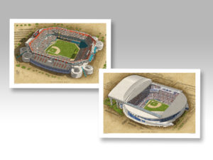 Both Marlins ballparks in separate 13 x 19 prints.